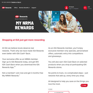 10 IGA Cash for New IGA Rewards Members (Limit 5,000 Customers)