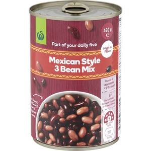 Woolworths Mexican Style 3 Bean Mix 420g $0.60