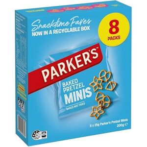 Parker's Baked Mini Pretzels 8pk 200g $3 ($2.70 via Sub & Save, 2 for $2.55ea) + Delivery ($0 with Prime/ $59 Spend)