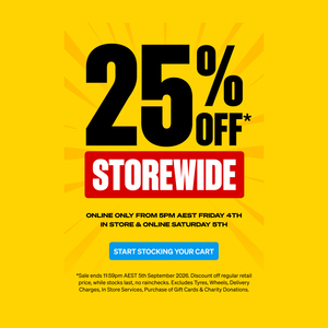 25% off RRP Storewide (Online from 5pm, in Store 5/9)