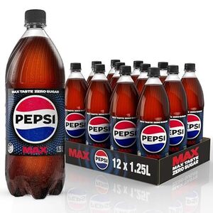 Pepsi Max Zero Sugar Cola Soft Drink, 12 x 1.25L $24 ($21.60 S&S) + Delivery ($0 Prime/ $59 Spend)