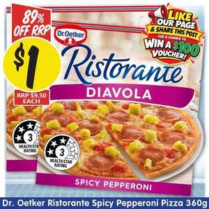[VIC, SA] Dr. Oetker Ristorante Diavola Spicy Pepperoni Frozen Pizza 360g $1
