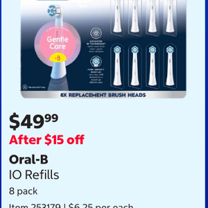 Oral-B IO Gentle Care, 8x Brush Head Refills $49.99 in-Store Only