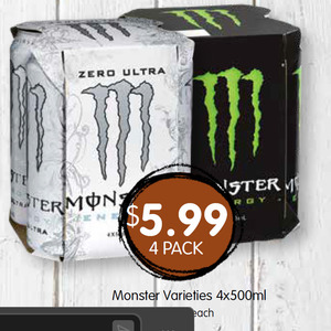 [WA] Monster Energy Drink Zero Ultra, Strawberry Dreams, Lando Norris, Fantasy Ruby Red 4x 500ml $5.99