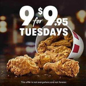 9 Original Recipe Pieces $9.95 (July 7th & 21st, App Only, Pick Up Only)