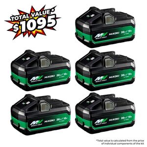 HiKOKI 5-Pack 18V 5.0Ah / 36V 2.5 Ah Li-ion MultiVolt Battery $499 at Sydney Tools