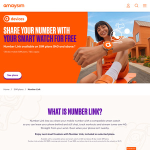 Free Number Link with your Smart Watch on SIM plans $40 and above