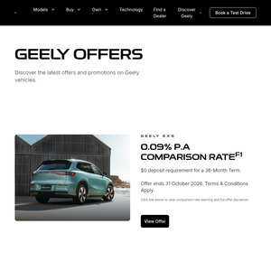 Geely STARRAY EM-i, EX2 & EX5 0.09% p.a Comparison Rate 36-Month Finance Offer