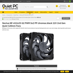 Noctua NF-A12x25 G2 PWM Black x2 - $122.43 ($91.42 + $31.01 shipping)