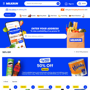 50% off on More than 750 Items + Fees + $5.99 Delivery
