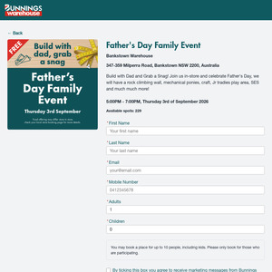 Free Fathers Day Family Event, Booking Required