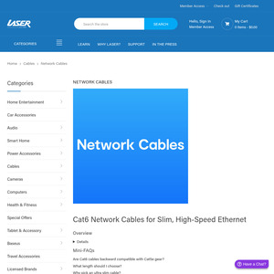 Laser Ultra Slim Cat6 Ethernet Cables from $1 (e.g. 0.5m $1, 1m $1.79, 5m $2.99) + Delivery ($0 with $30+ Order)