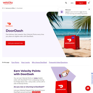 Link Your Velocity Frequent Flyer & DoorDash Accounts, Make an Eligible Order & Get 2,000 Bonus Points