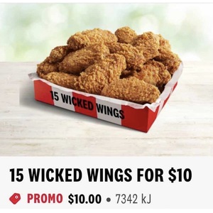 15 Wicked Wings $10 Pickup Only - 14 July & 28 July (App Required)