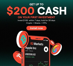 Join IG Markets via App, Invest Min. $100 in Share or ETF, Hold for 30 Days & Get up to $200 Cash