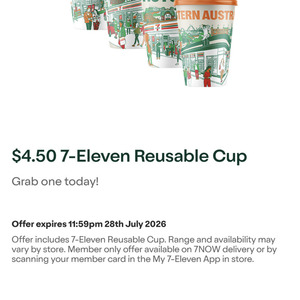 7-Eleven Reusable Cup $4.50 (Member's Only, Was $12) - Delivery by 7NOW or Scan Card in-Store