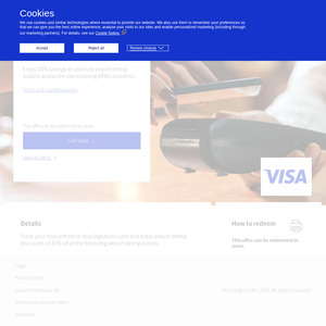 20% off Food and Drinks at Select Airport Locations with Visa Infinite or Visa Signature Cards