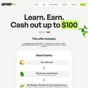 50 Cash Westpac after Learning Modules / $50 New Westpac Customer