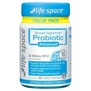 Life-Space Broad Spectrum Probiotic Advanced 90 Capsules $35 (RRP $73.99) + Delivery